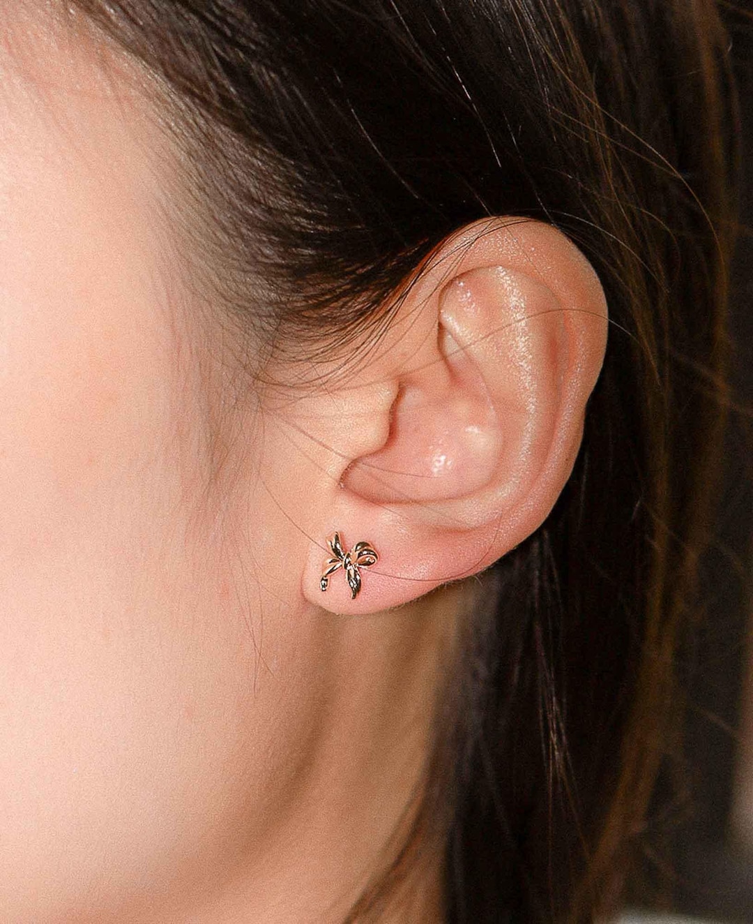 Diana Gold Ribbon Earrings | Dainty Everyday Stud Earrings