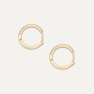 Amélie 4k Gold Hoop Pave Earrings/ Dainty Gold-Filled Hoop Earrings / Minimalistic Stackable Earrings by Sachelle Collective image 6
