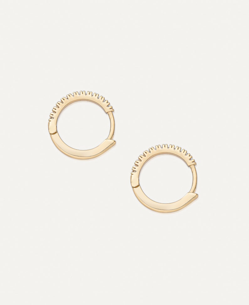 Amélie 4k Gold Hoop Pave Earrings/ Dainty Gold-Filled Hoop Earrings / Minimalistic Stackable Earrings by Sachelle Collective image 6