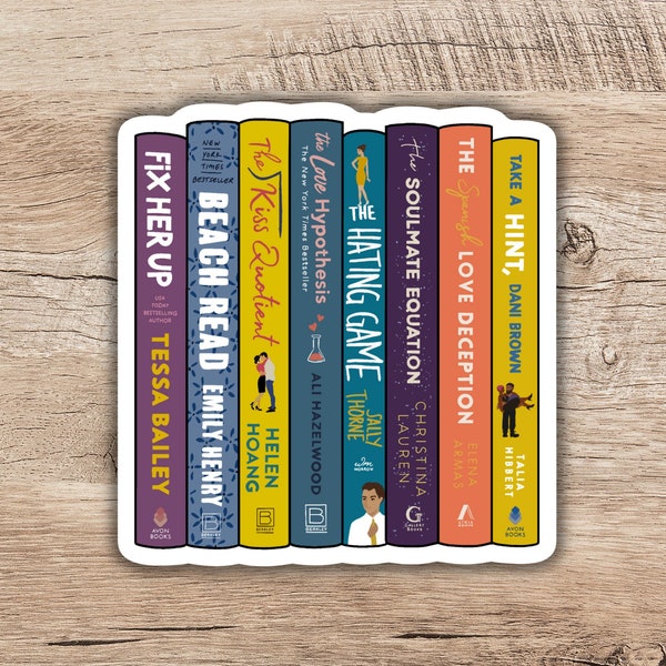 RomCom 8 Book Stack Sticker | Book Lover Gift