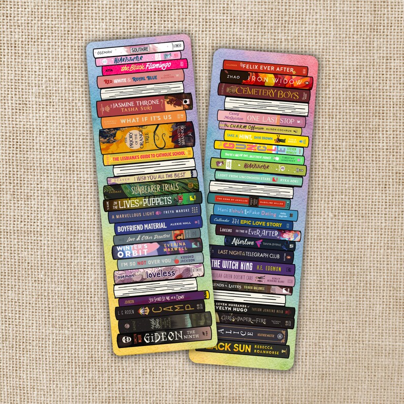 LGBTQIA Book Stack Spines Bookmark Pride Bookmark image 1