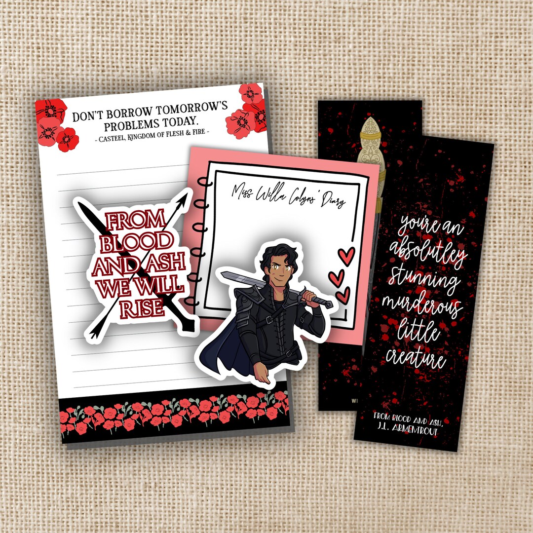 From Blood and Ash Boxed Stationery Gift Set Stickers, Bookmark