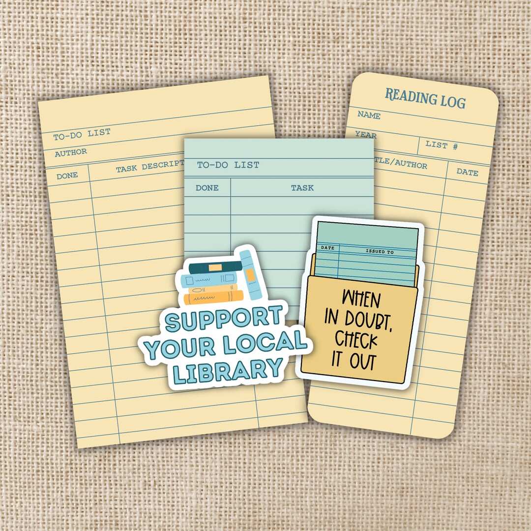 Library Card Boxed Stationery Gift Set Stickers Bookmark Etsy