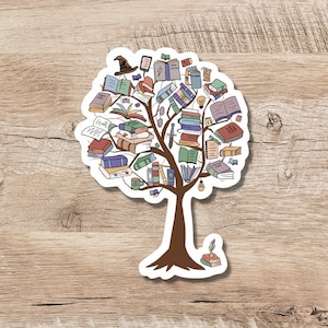 Fantasy Book Tree Vinyl Sticker