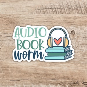 Audiobook Worm Sticker, 3-inch | Book Lover Gift