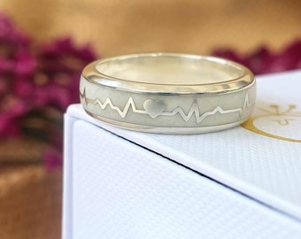 Breastmilk Ring | Sterling Silver Heartbeat Keepsake Ring | Double Channel Memory Jewellery | The Vitals