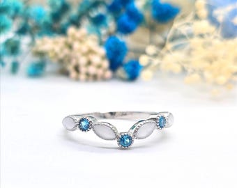 Breastmilk Ring | Sterling Silver Chevron Birthstone Half Band Keepsake Ring | Motherhood Gift | Esmaria