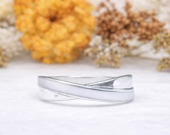 Breastmilk Cross Inlay Ring | Sterling Silver Keepsake Band Memorial Jewellery | Siriana