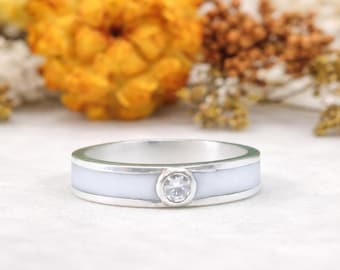 Breastmilk Birthstone Inlay Ring | Sterling Silver Keepsake Band Jewellery Gift | Orion