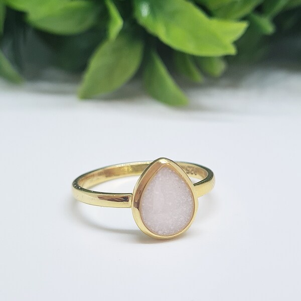 Teardrop sterling silver breastmilk ring