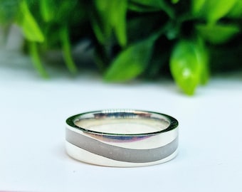 Breastmilk Wave Inlay Ring | Sterling Silver Keepsake Band Jewellery Gift | Caspian