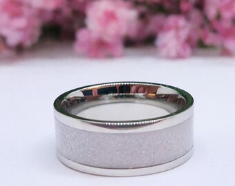 Breastmilk Ring | 8mm Channel Inlay Sterling Silver Keepsake Ring | Kalon