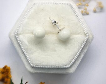 Breastmilk Pearl Stud Earrings | 8mm Sterling Silver Keepsake Jewellery | Serisse