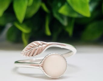 Sterling Silver Feather Ring | Adjustable Breastmilk Keepsake Jewellery | 6mm Setting | Aurelia