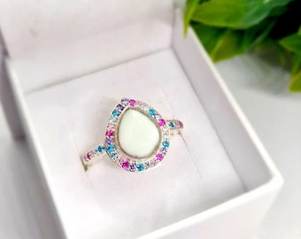 Sterling Silver Birthstone Ring | Breastmilk Keepsake Jewellery | Personalised Memory Gift | Eva