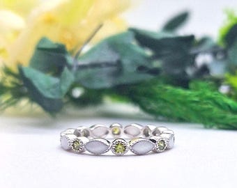 Breastmilk Birthstone Full Band Ring | Personalised Keepsake Jewellery | Sterling Silver Memory Ring | Dalila