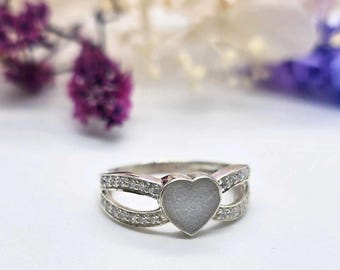Sterling Silver Birthstone Heart Ring | Breastmilk Keepsake Jewellery | Personalised Memory Gift | Carine