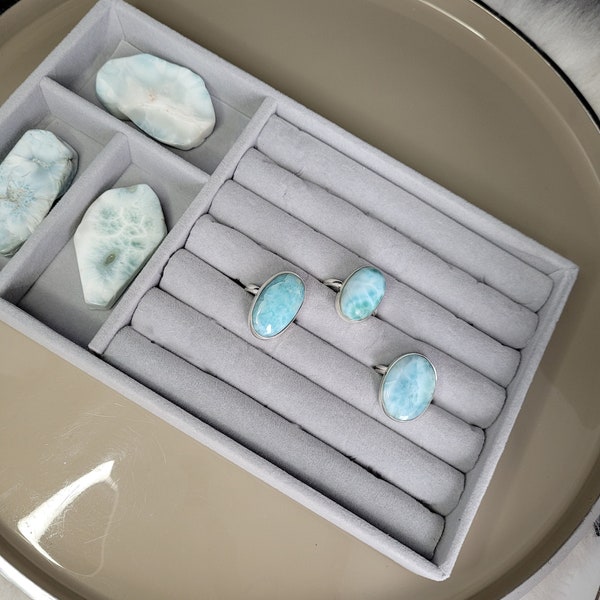 Larimar Ring 925er Silber - Größenverstellbar