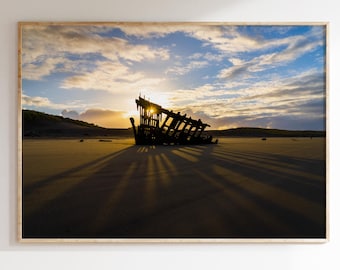 Rust and Waves, Oregon Coast Shipwreck Scenic Print