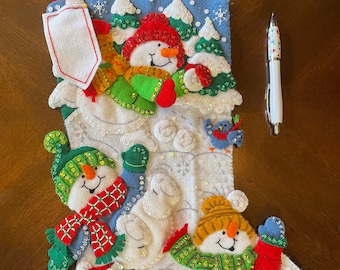 SNOW FUN Handmade Bucilla Christmas Stocking