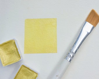 Lemon Drop handmade watercolor half pans | shimmer #B025