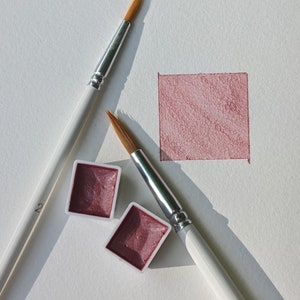 Blushing Pink handmade watercolor half pans | shimmer #B036