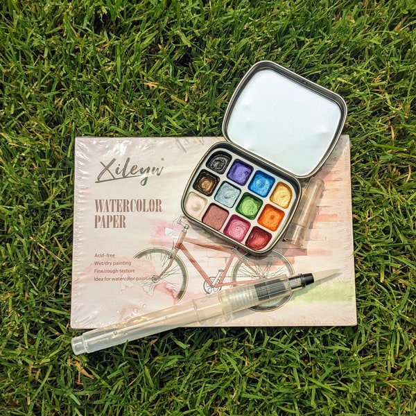 Handmade Watercolor Paint Set with Paper and Brush | limited production