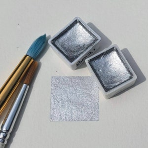 Silver handmade watercolor half pans | shimmer #B0021