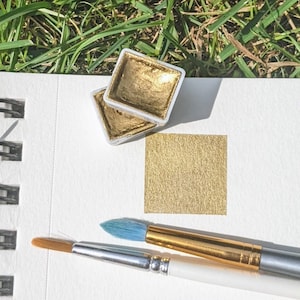 Gold handmade watercolor half pans | shimmer #B0019
