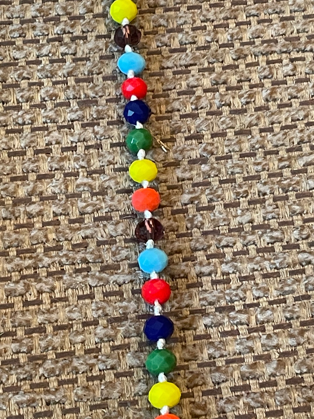 Strand of Colorful Glass Beads About 85 Beads 8 by 6 Mm Multicolored