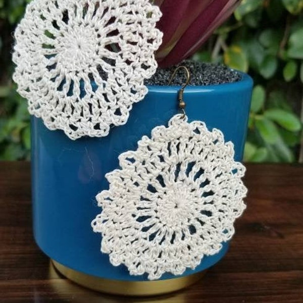 Crochet Doily Earrings, Handmade Jewelry