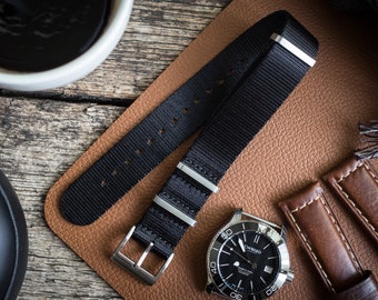 Black – Premium Slip Through Watch Strap ( 20 & 22mm ) Replacement Strap for Omega, Rolex, Longines