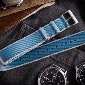 Blue – Thick Premium Slip Through Watch Strap ( 20 & 22mm ) Replacement Strap for Omega, Rolex, Longines