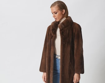 秋の霞のような高級ミンクファーコート | 50年代ヴィンテージのロング