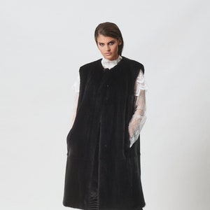 Black Mink Fur Vest Made of 100% Real Mink Fur