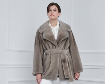 ミンクミニジャケット シルバーブルー ワンサイズ - Etsy 日本