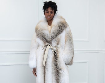 新品 Riu リウ Rちゃん Fur collar middle coat モカ Golden Fox Fur Coat With Rever Collar Made of 100% Real Fur - Etsy