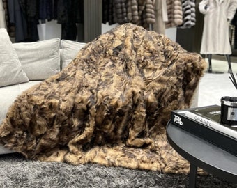 Brown Goat Fur Throw: Luxury Suede Interior Blanket