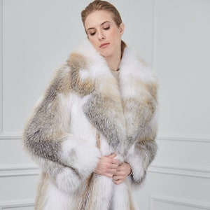 Arctic Gold Fox Fur Coat With Rever Collar Made of 100% Real - Etsy