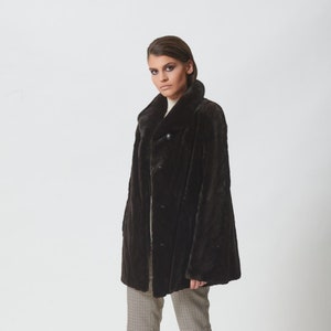 Black Sheared Mink Fur Sections Short Jacket Made of 100% Real Mink Fur