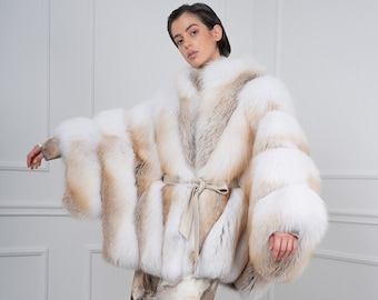 Golden Fox Fur Cape with Belt