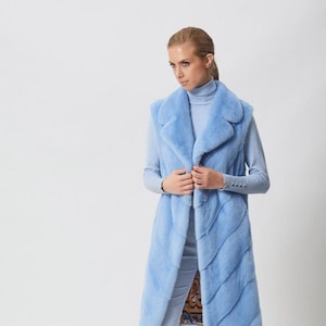Light Blue Mink Fur Vest