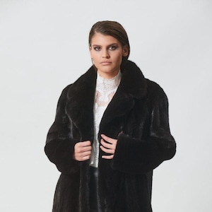 Black Mink Jacket with Classic Rever Collar