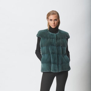 Petrol Mink Fur Vest
