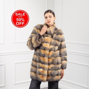 Graue Fuchs Pelzjacke mit Stehkragen