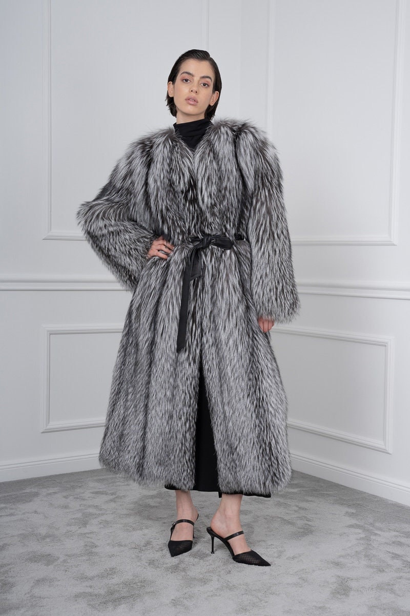 ジャケット・アウター mistreass Eco Fur Collarless Lady Coat Collarless Fur Coat - Etsy