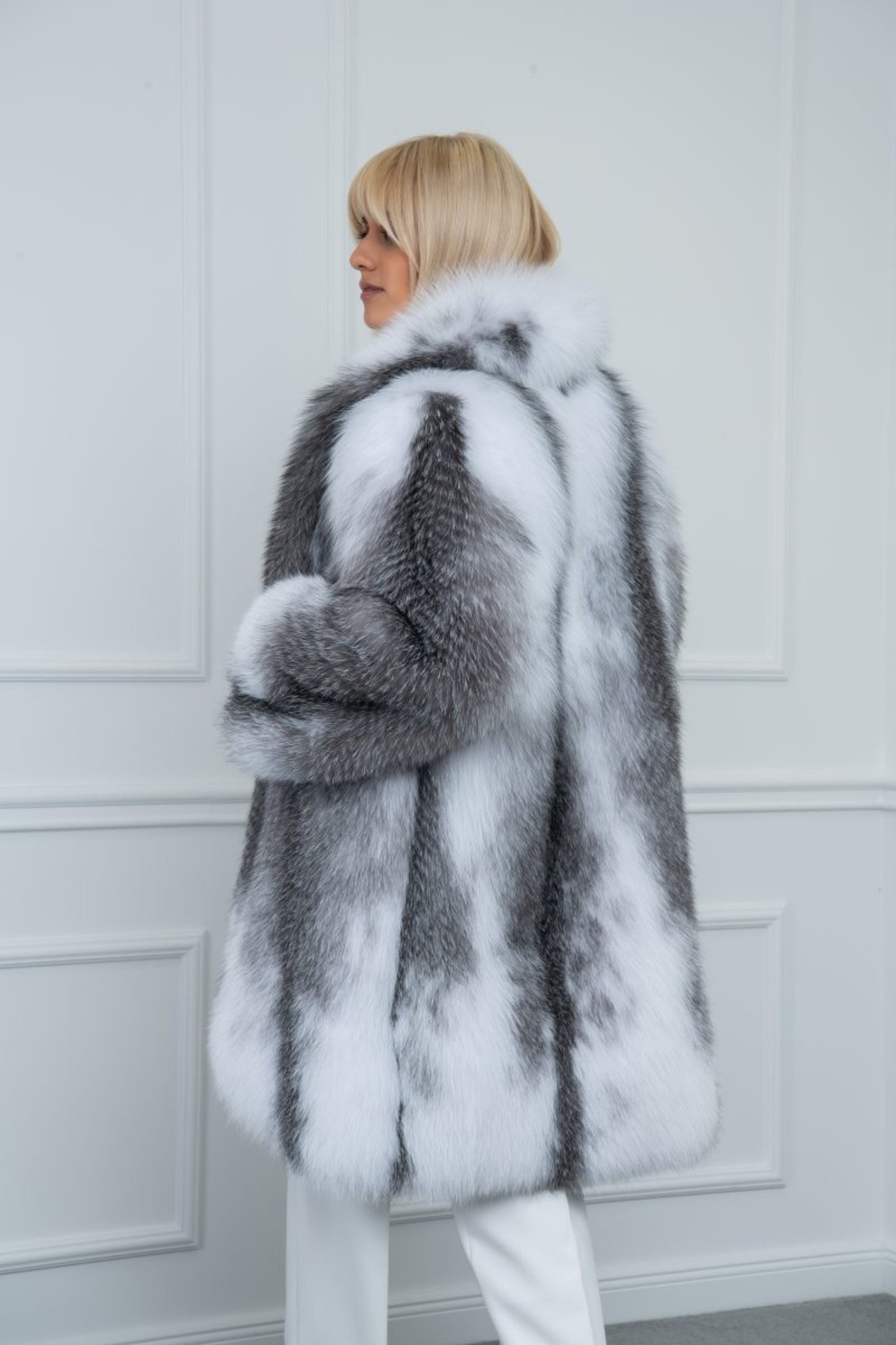 Gray and White Fox Fur Jacket Made of 100% Real Fox Fur - Etsy