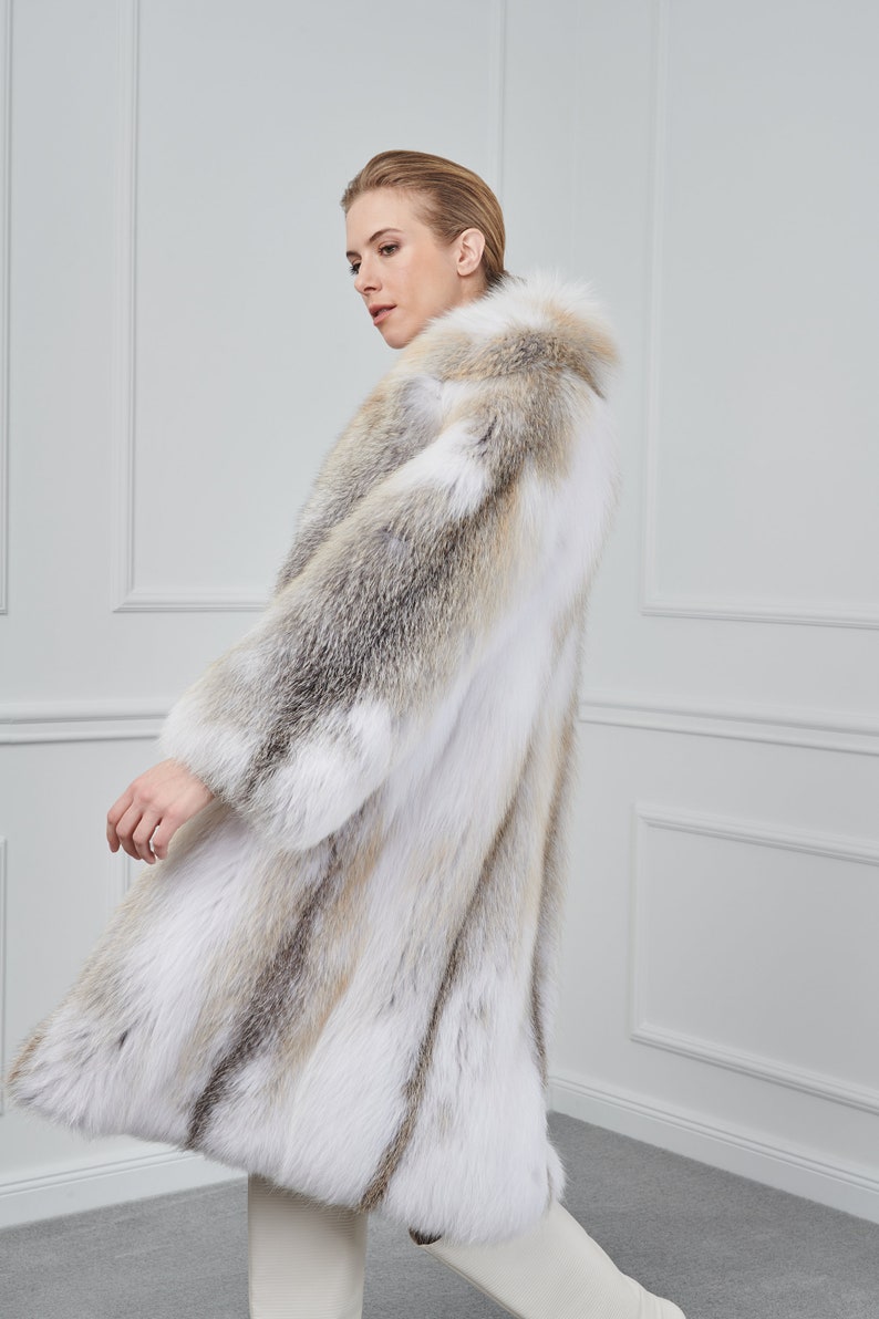 Arctic Gold Fox Fur Coat With Rever Collar Made of 100% Real - Etsy