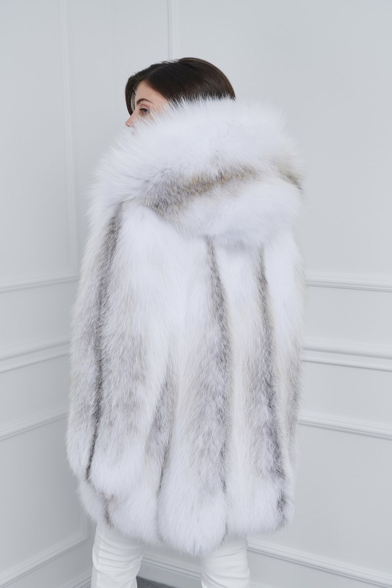 Arctic Gold Fox Fur Jacket With Hood Made of 100% Real Fur. Real Fur ...