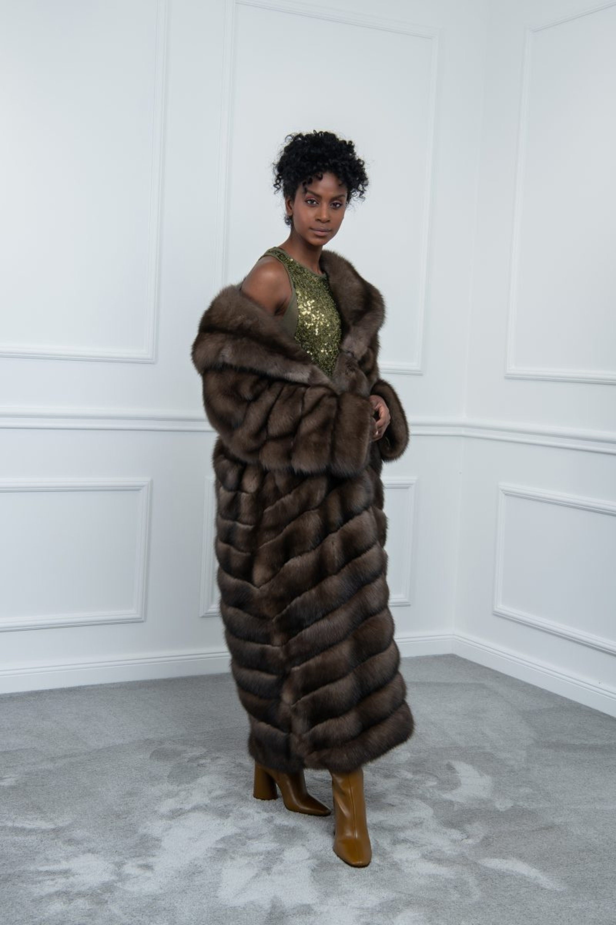 Platinum Sable Fur Coat With Hood Made of 100% Real Fur. Zobel - Etsy